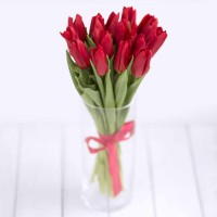 Букет 15 красных тюльпанов